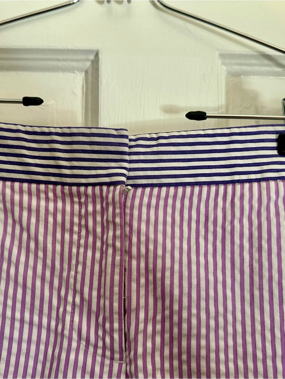 J. Crew Striped Summer Seersucker Pants with Contrasting Waistband